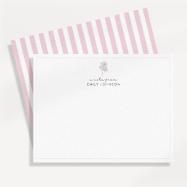 Convites Pink flower & Stripes a Note From Flat Note Card
