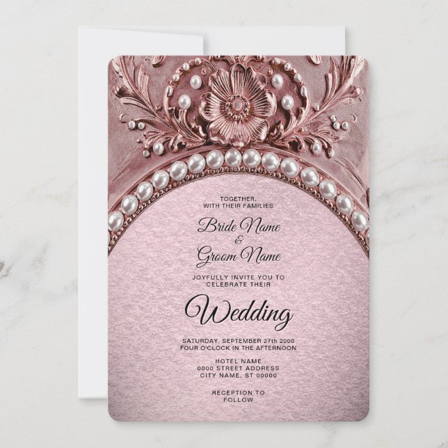 Convites Pink Flower Wedding Invitation (Frente)
