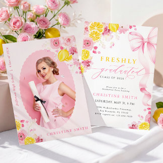 Convites Pink Freshly Graduated Invitation