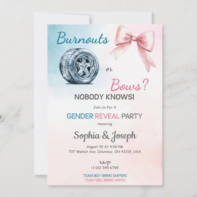 Convites Pink gender Reveal Invitation card design  (Frente)