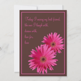 Convites Pink Gerbera Daisy Brown Weditation