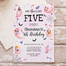 Pink Ghost Halloween Birthday Invitation