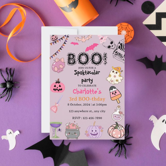 Convites Pink Ghost Halloween Spooky Birthday Party (Criador carregado)