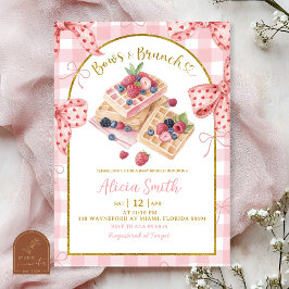 Convites Pink Gingham Bows And Brunch Baby Shower Brunch