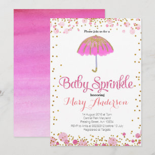 Convites PINK GLITTER Baby Sprinkle