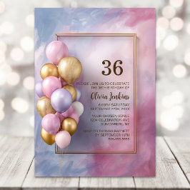 Convites Pink Gold Balloons Any Age Birthday Party