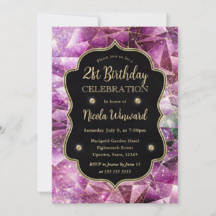 Convites Pink & Gold Midnight Crystal Galaxy 21º Aniversári