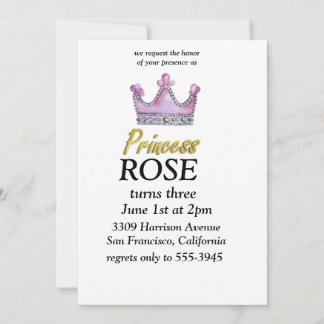 Convites Pink & Gold princess birthday invitation