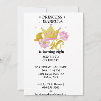Convites Pink & Gold princess birthday invitation