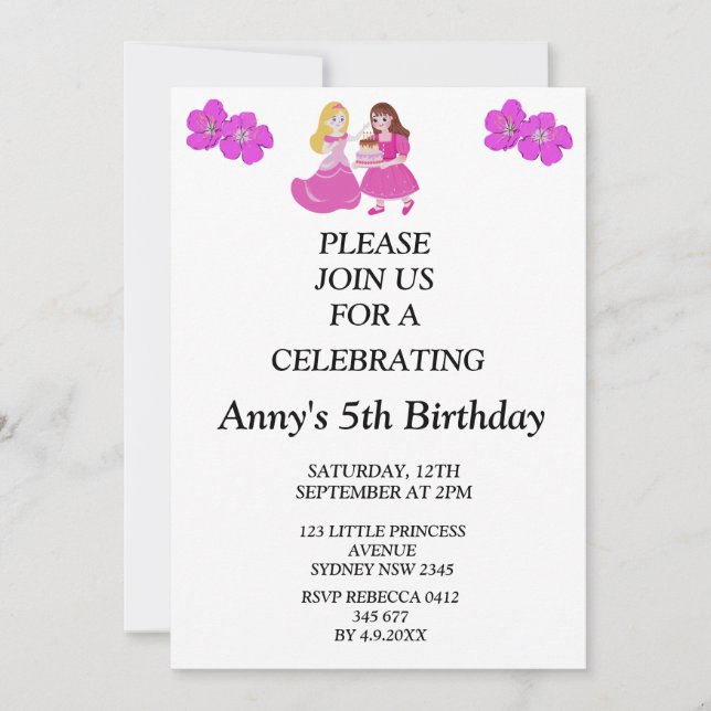 Convites Pink & Gold princess birthday invitation (Frente)