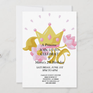 Convites Pink & Gold princess birthday invitation.