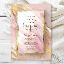 Convites Pink Gold Surprise 100th Birthday Party