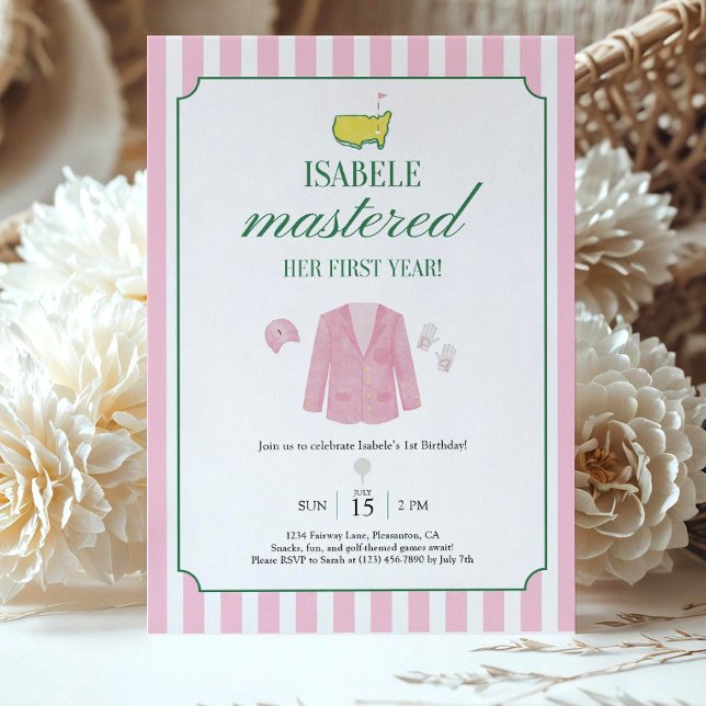 Convites Pink Golf Birthday Invitation Template Girls FirsT (Criador carregado)