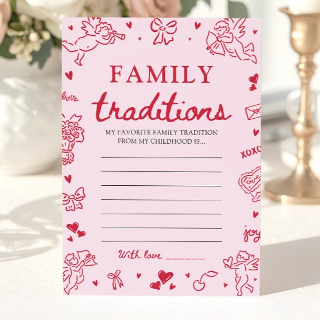 Convites Pink Hand Drawn Baby Shower Family Traditions Game (Pink Hand Drawn Baby Shower Family Traditions Game )