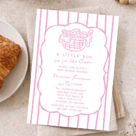 Convites Pink Hand Drawn Bun In The Oven Girl Baby Shower