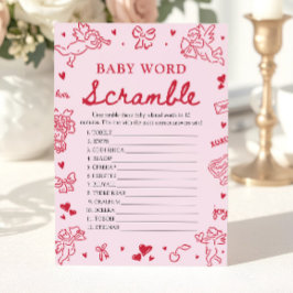Convites Pink Hand Drawn Valentine Baby Word Scramble Game