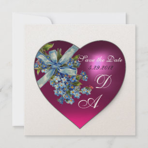 Convites PINK HEART FORGET ME NOT MONOGRAM Champanhe Branco