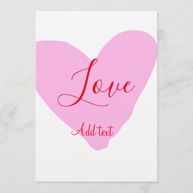 Convites Pink heart love happy Valentine's day text red nam (Frente)