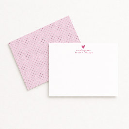 Convites Pink Heart Polka Dot Valentine’s Day Note Card