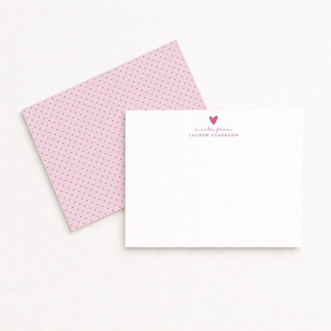 Convites Pink Heart Polka Dot Valentine’s Day Note Card (Criador carregado)