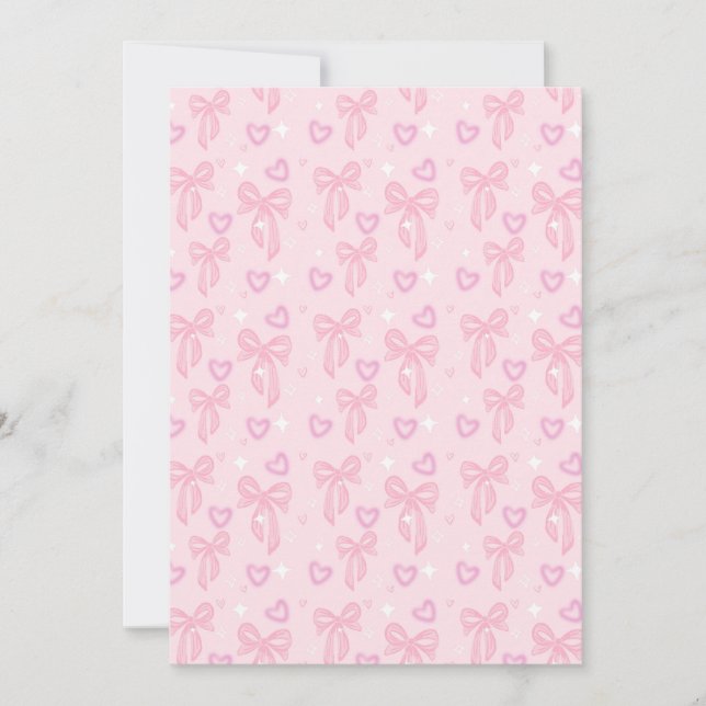 Convites Pink Hearts & Bows Invitation (Frente)