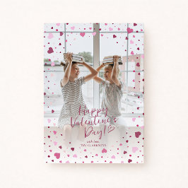 Convites Pink Hearts Overlay Valentine’s Day Photo Card