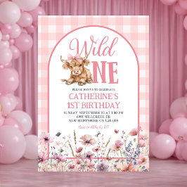Convites Pink Heifer Bull First Birthday Invitation