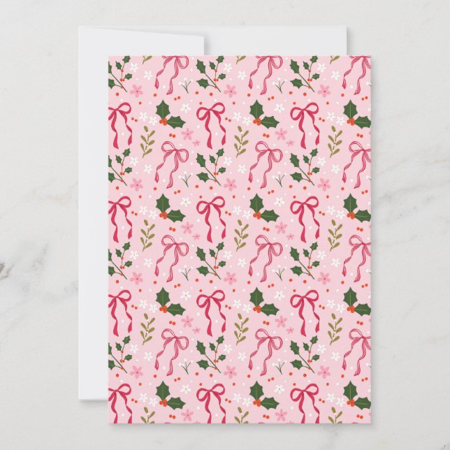 Convites Pink Holly Christmas Invitation (Frente)