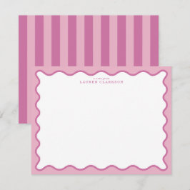 Convites Pink & Hot Pink Wavy Border Note Card