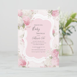 Convites Pink Hydrangea Floral Elegant Baby Shower