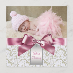 Convites Pink Ivory Swirls Baby Girl Foto Christening