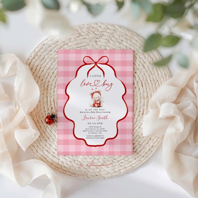 Convites Pink ladybug Baby Shower Girl (Criador carregado)