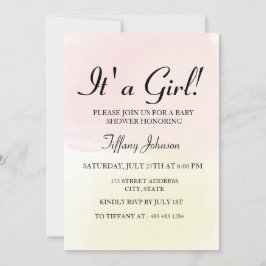 Convites Pink Lemon Pastel Ombre é um Chá de fraldas