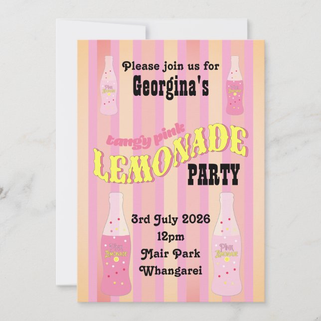 Convites Pink Lemonade Birthday (Frente)