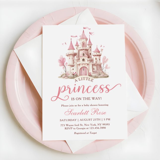 Convites Pink Little Princess Castle Girl Baby Shower (Criador carregado)