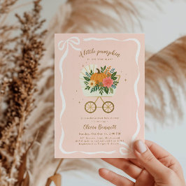 Convites Pink Little Pumpkin Stroller Girl Baby Shower