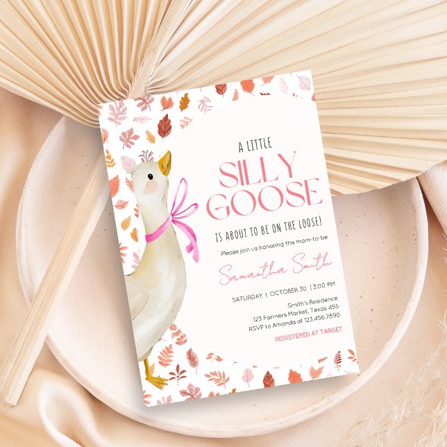 Convites Pink Little Silly Goose Baby Shower (Little Silly Goose Baby Shower Invitation)