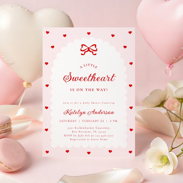 Convites Pink Little Sweetheart Bow Baby Shower Invitation (Criador carregado)