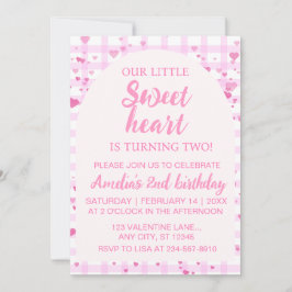 Convites Pink Little Sweetheart Second Birthday Invitation.