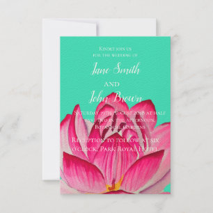 Convites Pink Lotus flor aquarela casamento