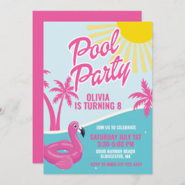 Convites Pink Malibu Pool Party birthday