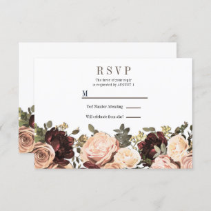 Convites Pink & Maroon Floral Greenery deixa RSVP de Casame