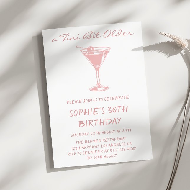 Convites Pink Martini A Tini Bit Older 30th Birthday (Criador carregado)
