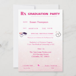 Convites Pink Medical Prescription Pad Graduação