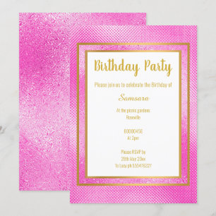 CONVITES PINK METÁLICO E ANIVERSÁRIO INCORPORADO DOURADO