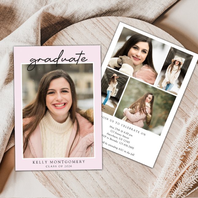 Convites Pink Minimal Graduation Invitation (Criador carregado)