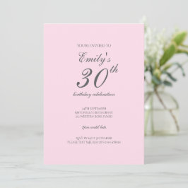 Convites Pink Minimalist 30th Birthday Party Invitation