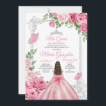 Convites Pink Mis Quince 15 Anos Borboleta Silver Crown<br><div class="desc">Quinceañera Pink Butterfly Silver Crown Invitation Mis Quince 15 Anos,  16º aniversário</div>