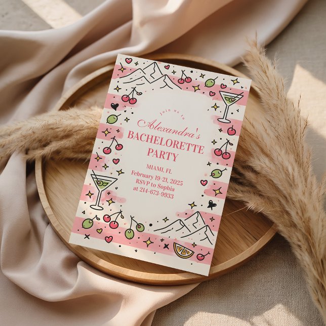 Convites Pink Mountains and Martinis Bachelorette (Criador carregado)