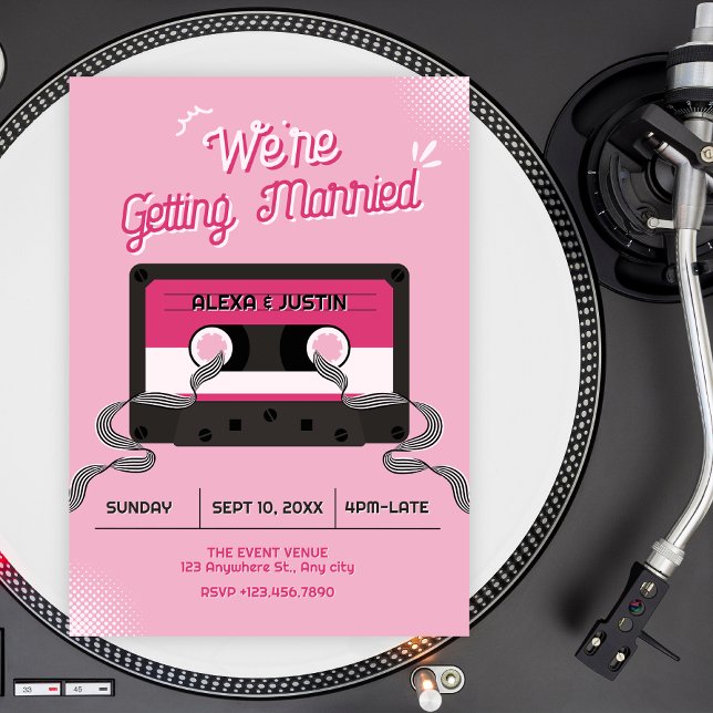 Convites Pink music casette wedding  (Criador carregado)